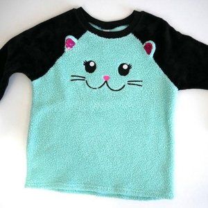 4/$25 Justice Fleece Top Kitty Cat Long Sleeve Sleepwear Youth Sz 10